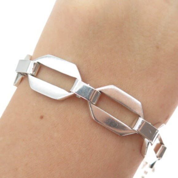 925 Sterling Silver Vintage Mexico Modernist Blade Link...